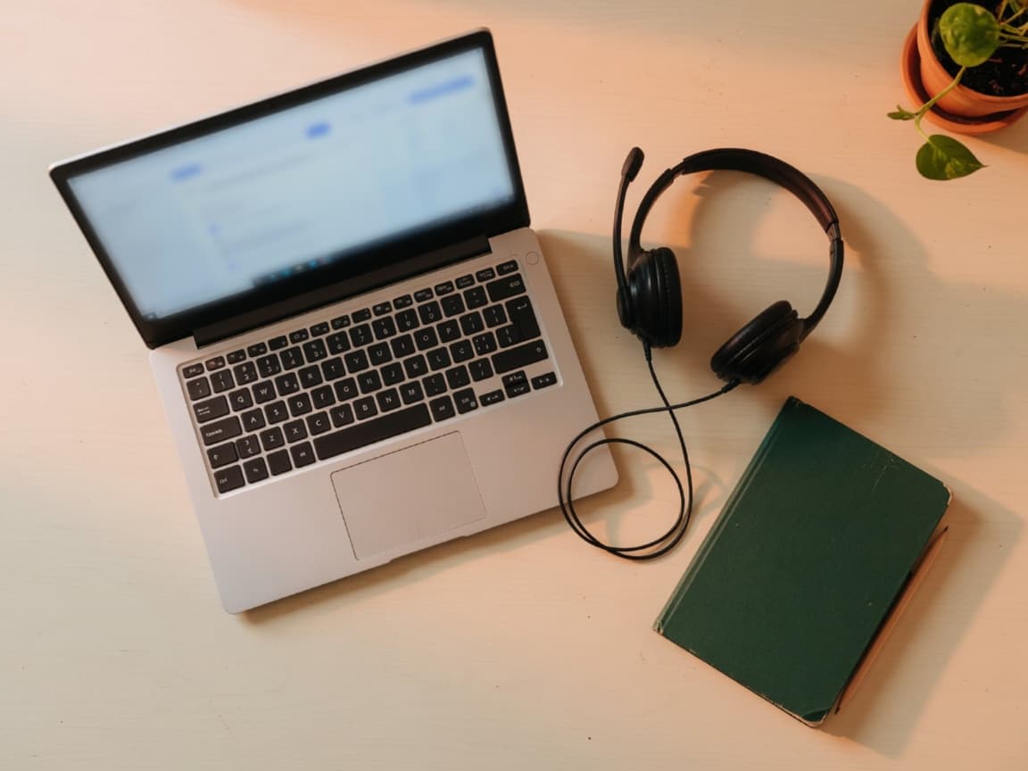 Remote tech support laptop and headset